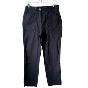 Vintage Lauren Ralph Lauren Black Cargo Pants Size 10 High Rise Canvas Utility